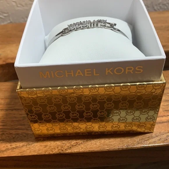 Michael Kors Silver Stainless Steel Logo Bracelet - Picture 2 of 4